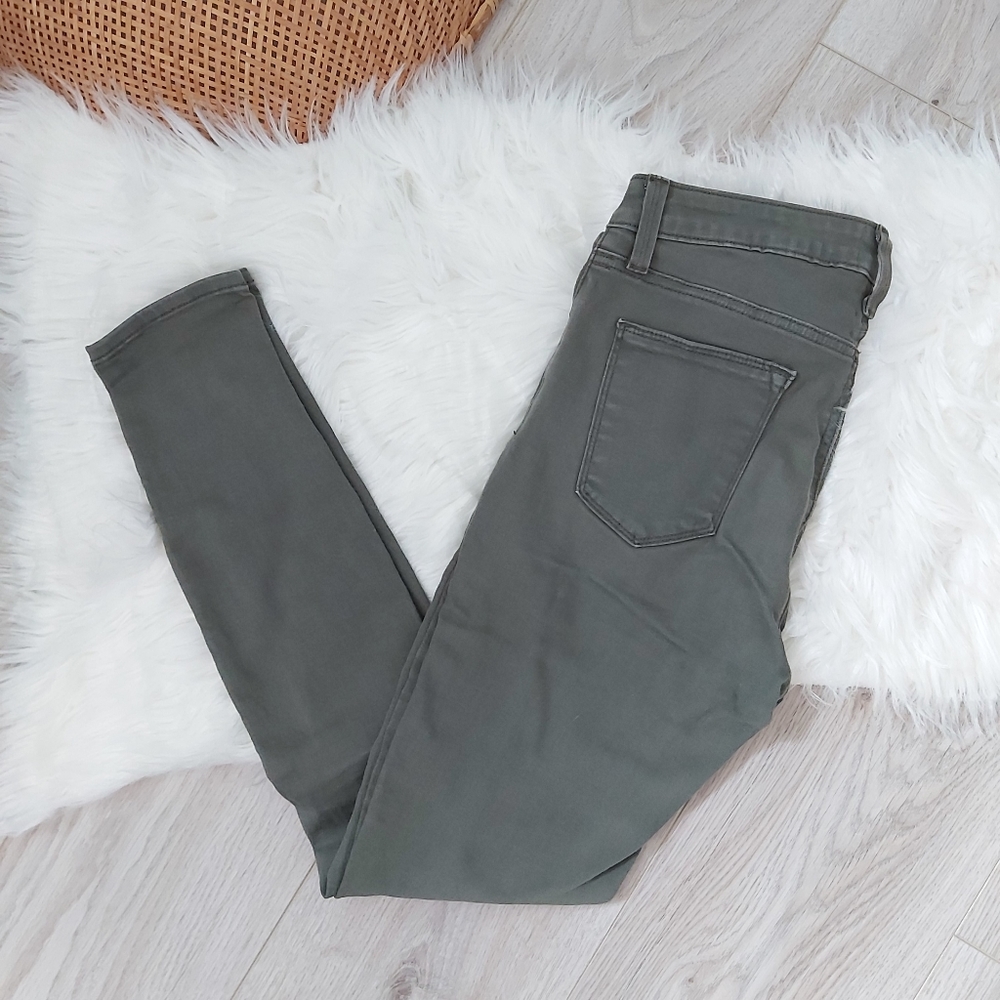 Just Black Denim Green Knee Slit Skinny Jeans